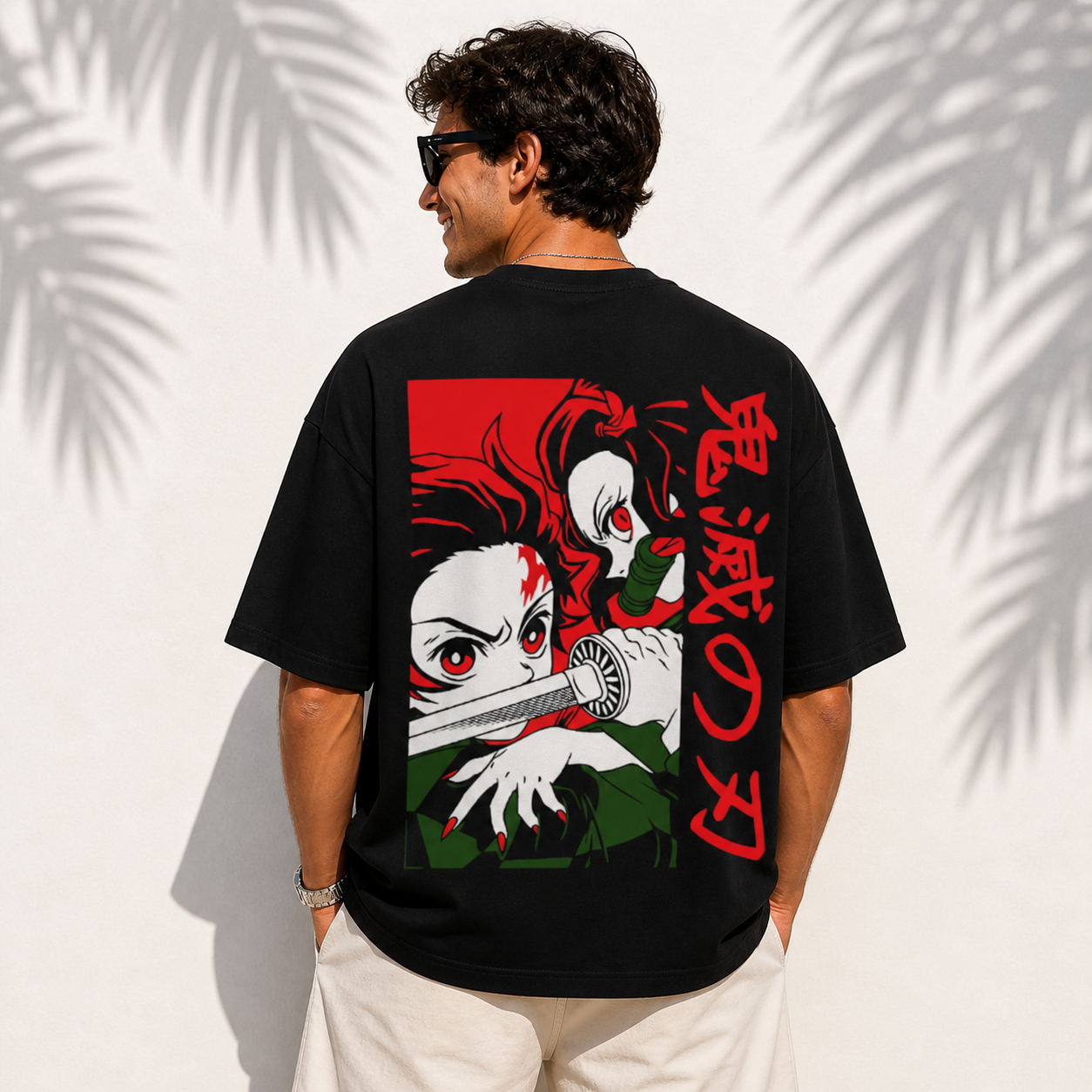 Nezuko Anime Oversized Black Graphic T-Shirt