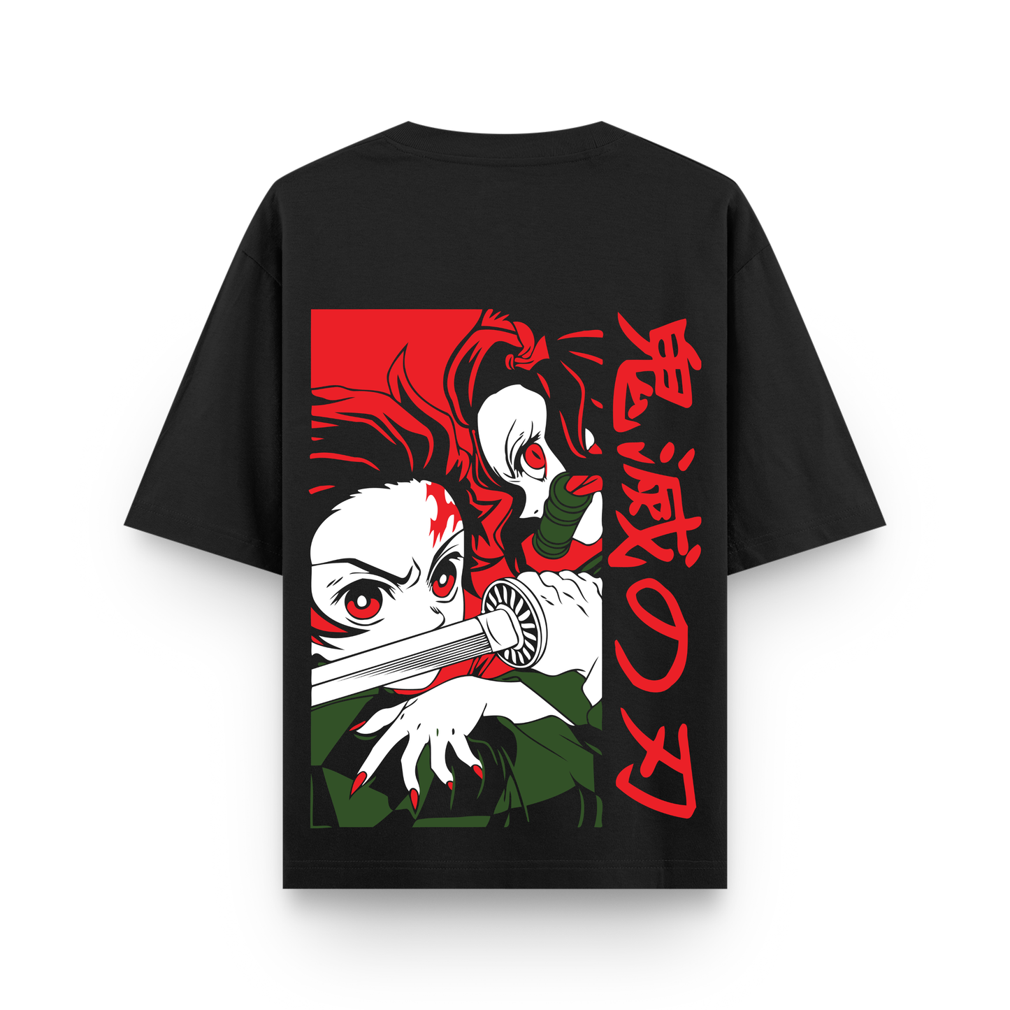 Nezuko Anime Oversized Black Graphic T-Shirt