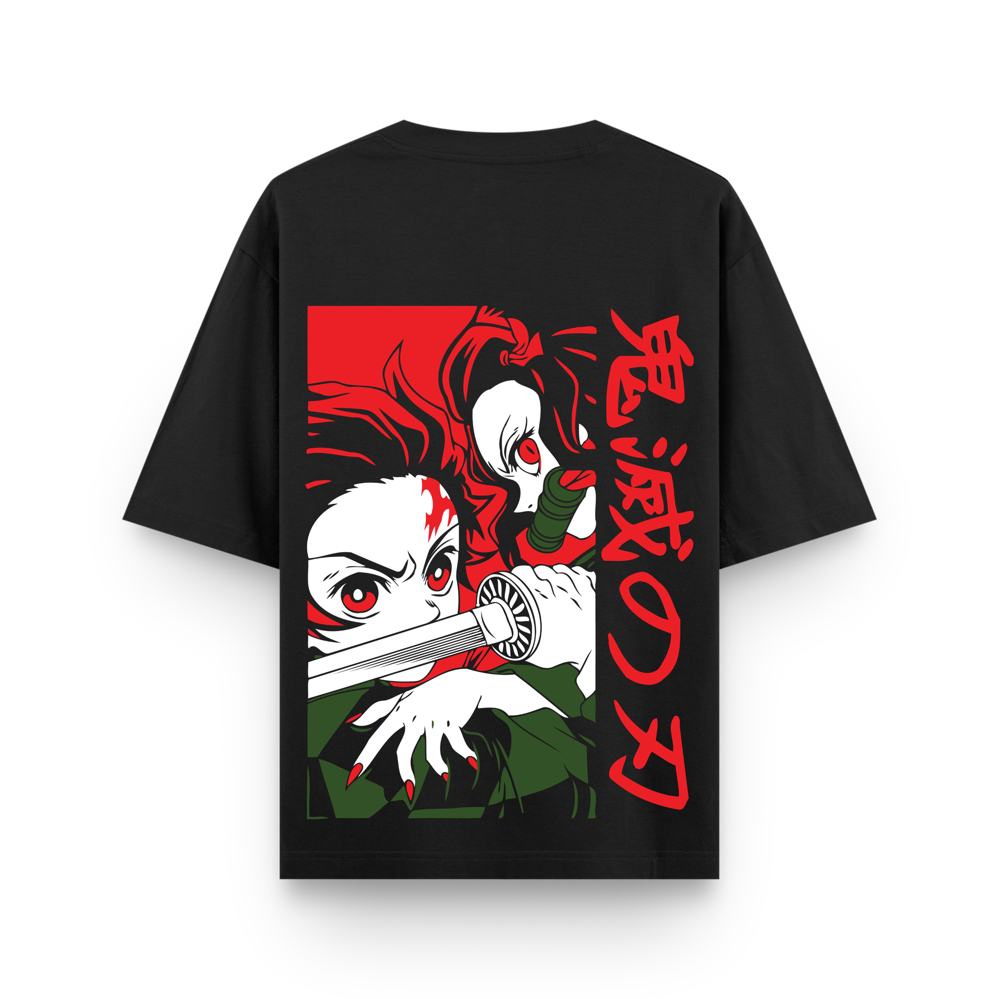 Nezuko Anime Oversized Black Graphic T-Shirt