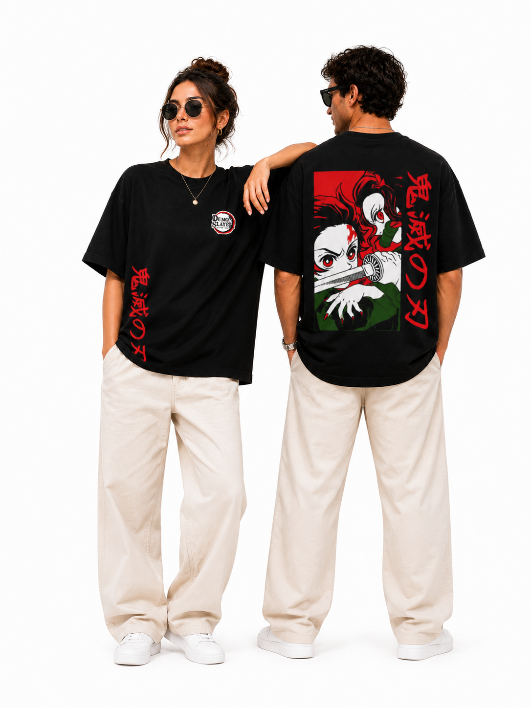 Nezuko Japanese Black Graphic Oversized T-shirt