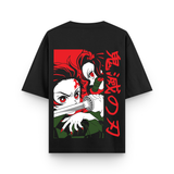 Nezuko Japanese Black Graphic Oversized T-shirt