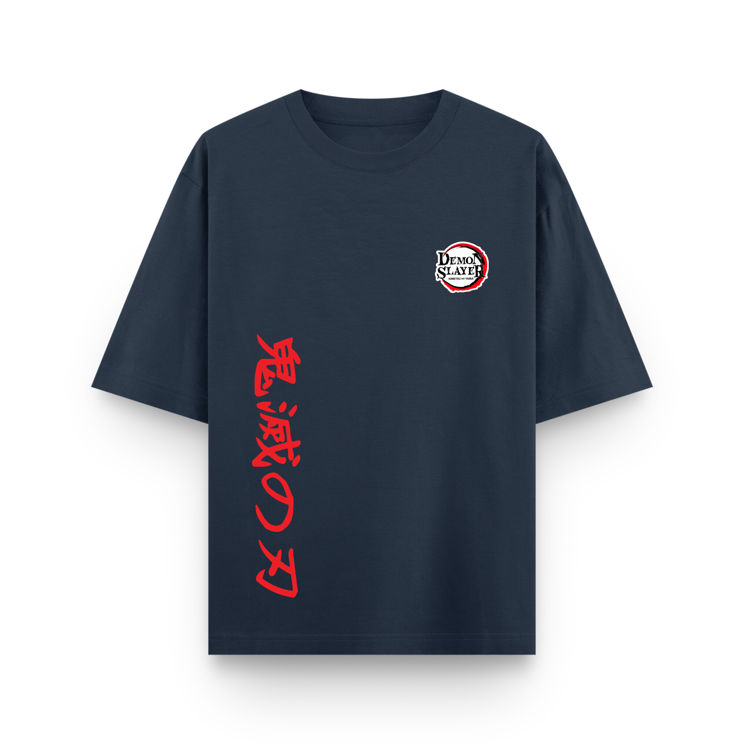 Nezuko Japanese Navy Blue Graphic Oversized T-shirt