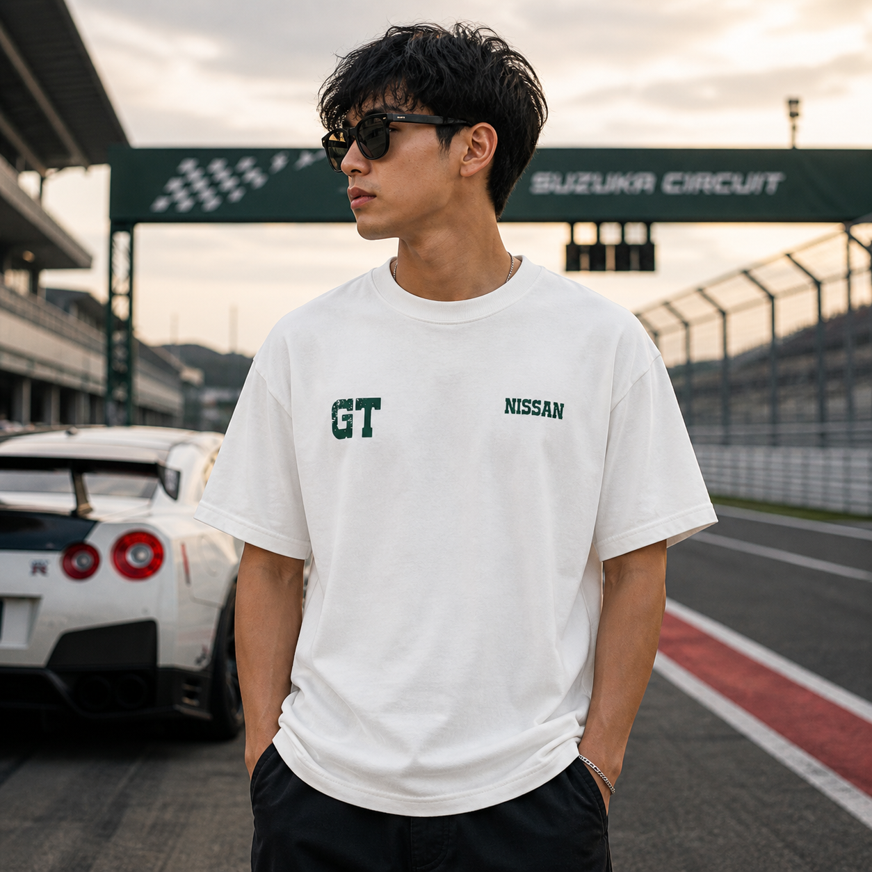 Nissan Skyline R34 GT-R Godzilla Oversized White Graphic T-Shirt