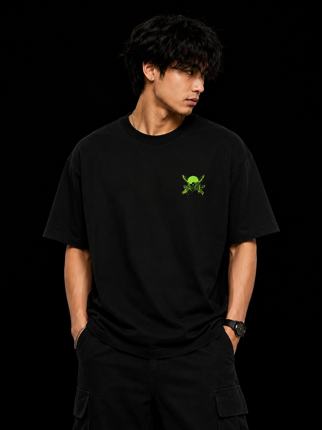 Nothing Happened Zoro Black Oversized Anime T-shirt