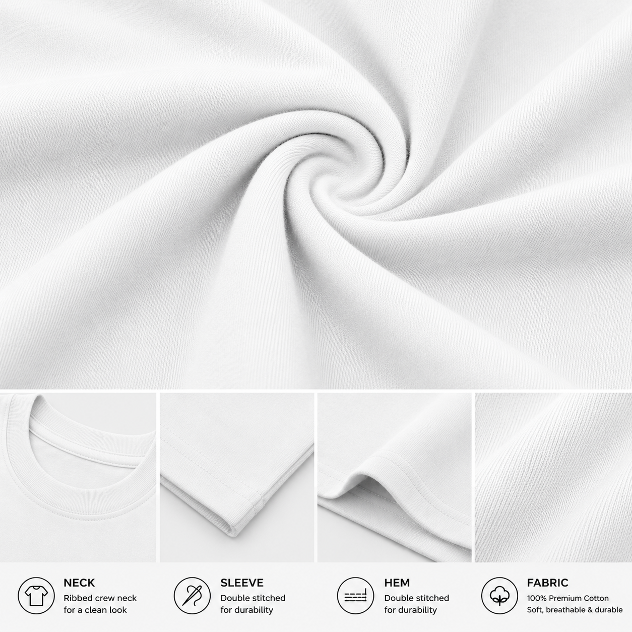 White Plain Oversized Cotton T-Shirt Unisex – Blank Essential