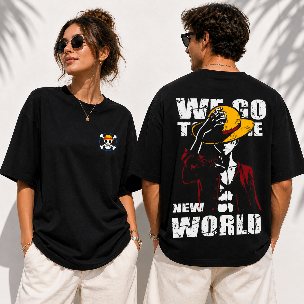 Pirate King Luffy Oversized Black Graphic T-Shirt