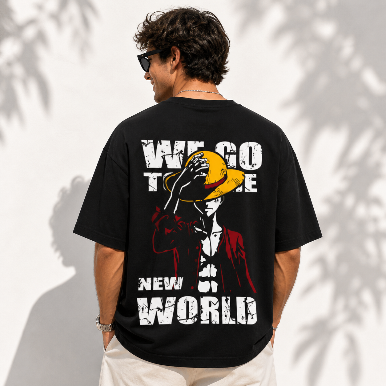 Pirate King Luffy Oversized Black Graphic T-Shirt