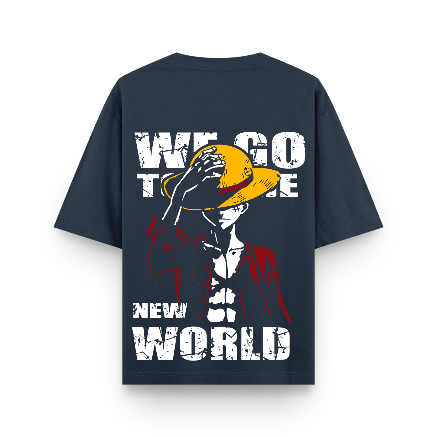 Pirate King Luffy Oversized Navy Blue Graphic T-Shirt