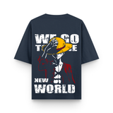 Pirate King Luffy Oversized Navy Blue Graphic T-Shirt
