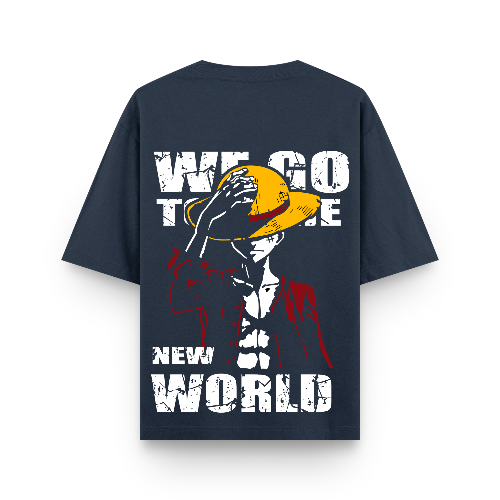 Pirate King Luffy Oversized Navy Blue Graphic T-Shirt