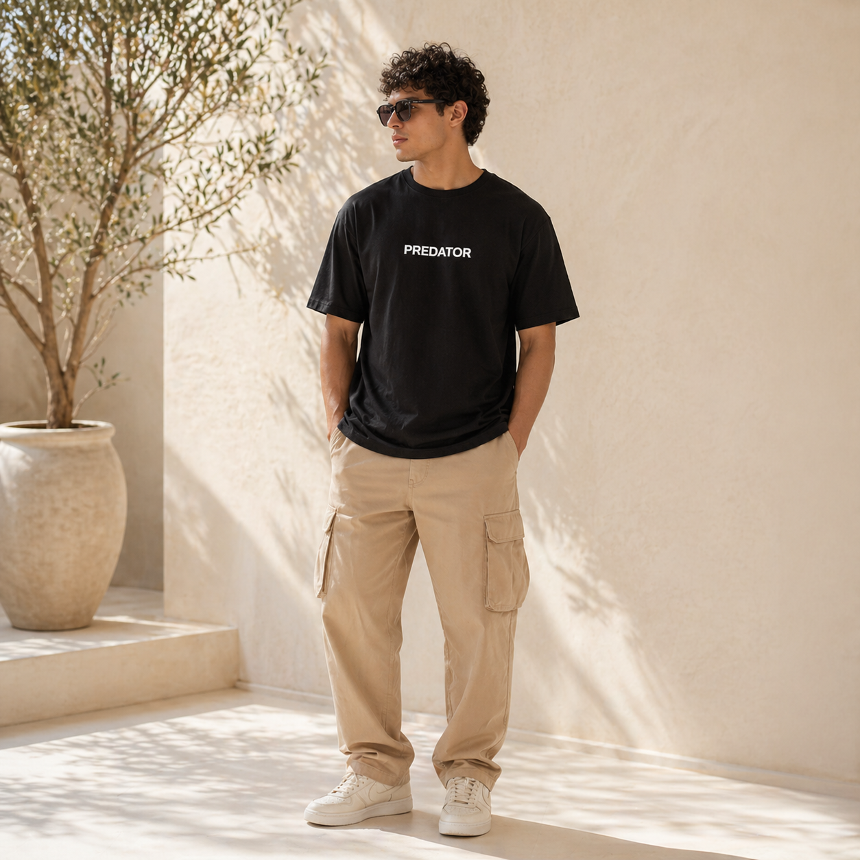 Predator Spider Oversized Black Graphic T-Shirt