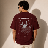 Predator Spider Oversized Maroon Graphic T-Shirt