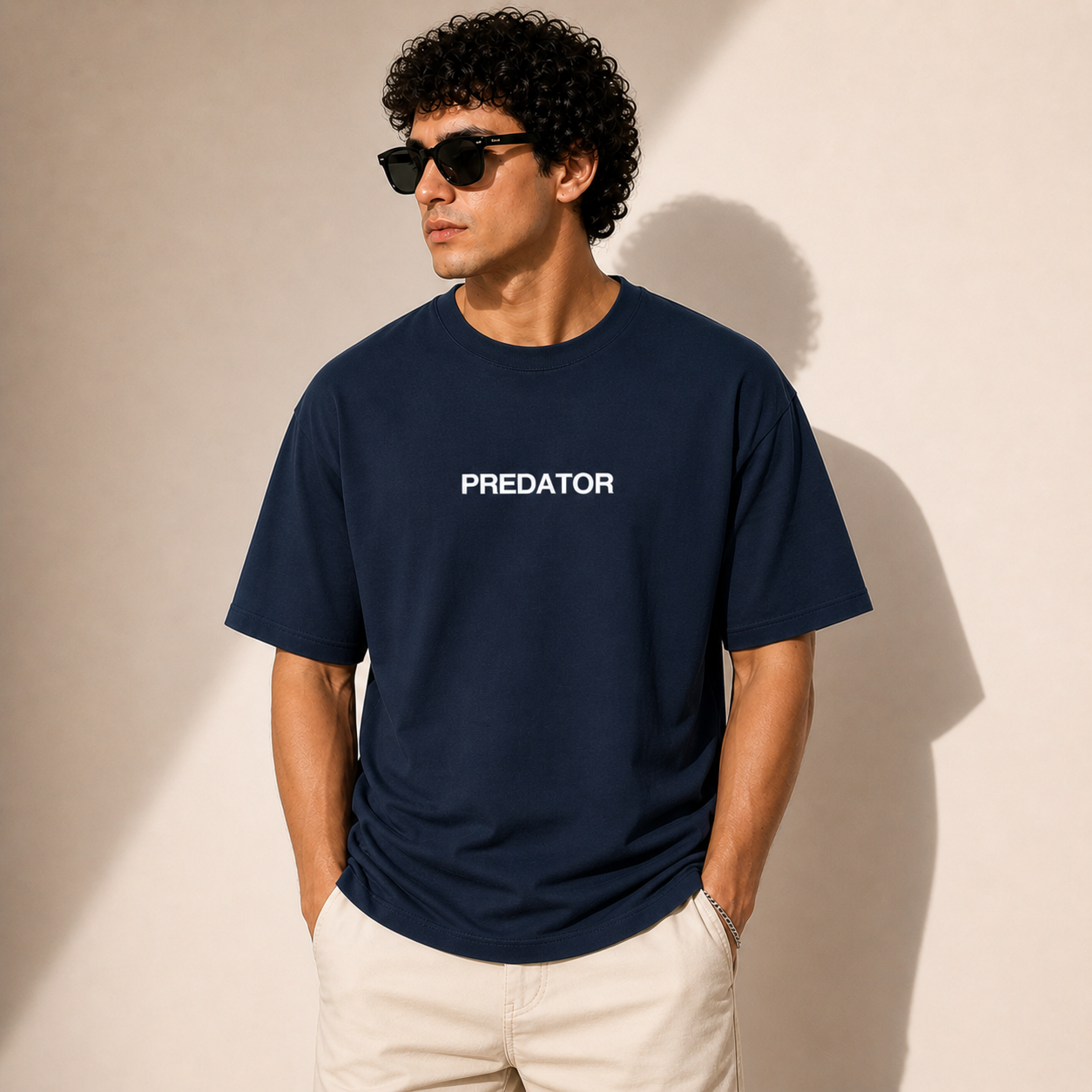 Predator Spider Oversized Navy Blue Graphic T-Shirt
