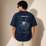 Predator Spider Oversized Navy Blue Graphic T-Shirt