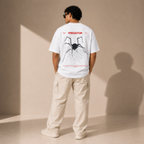 Predator Spider Oversized White Graphic T-Shirt