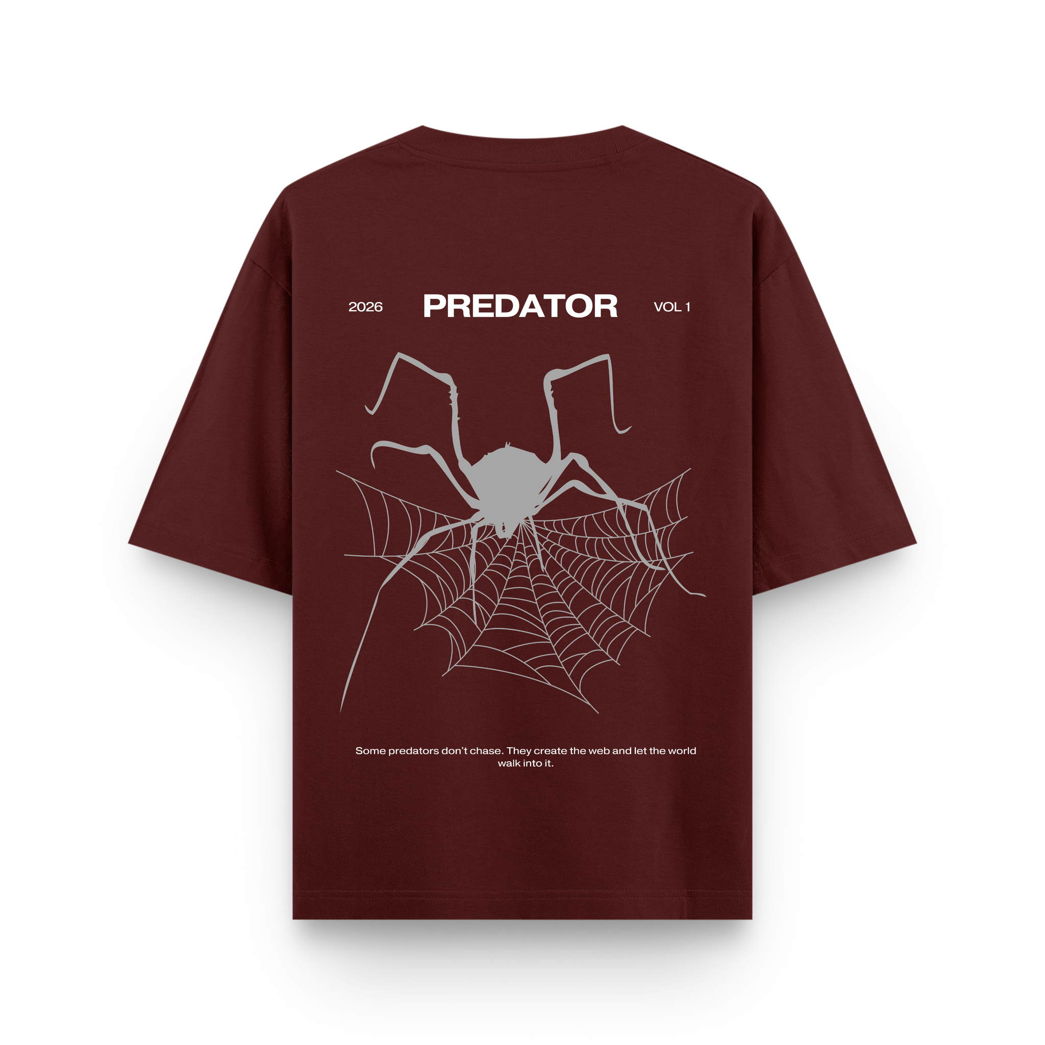 Predator Spider Oversized Maroon Graphic T-Shirt