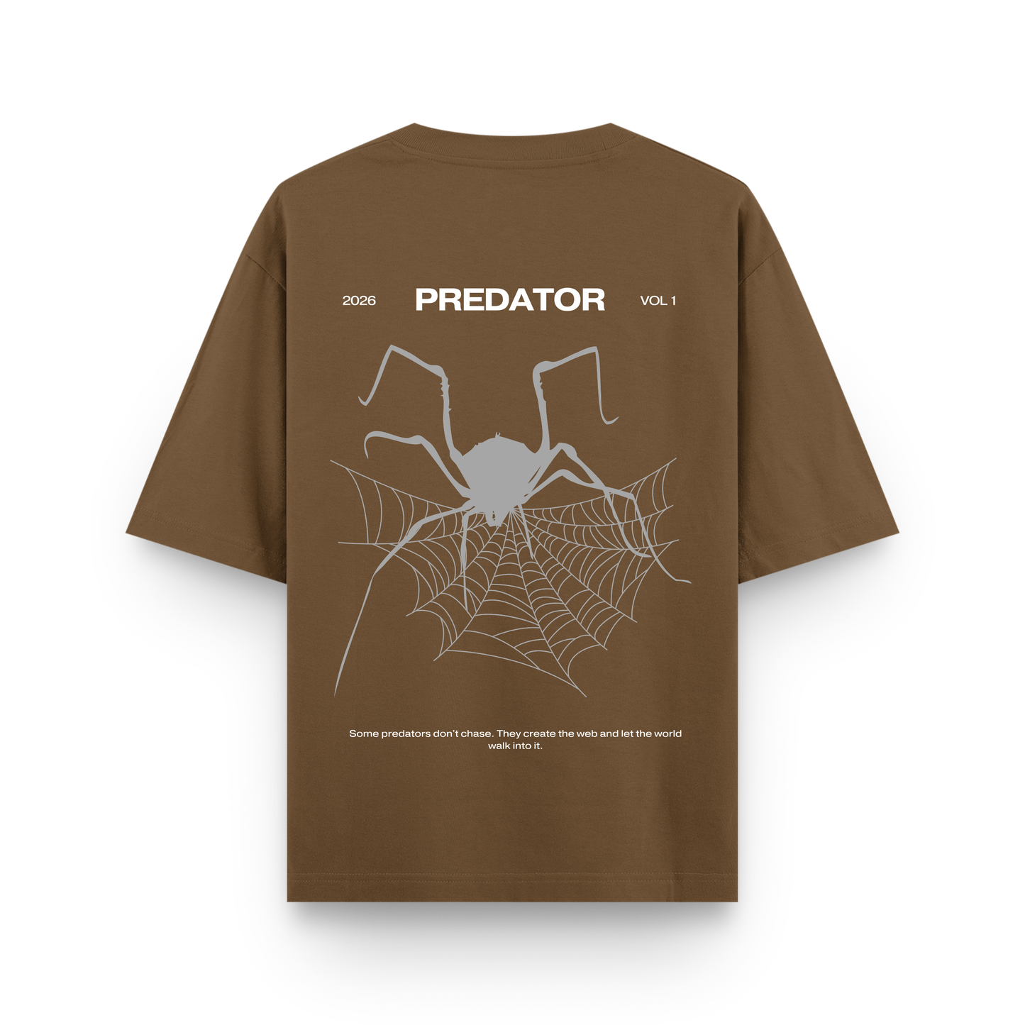 Predator Spider Oversized Brown Graphic T-Shirt