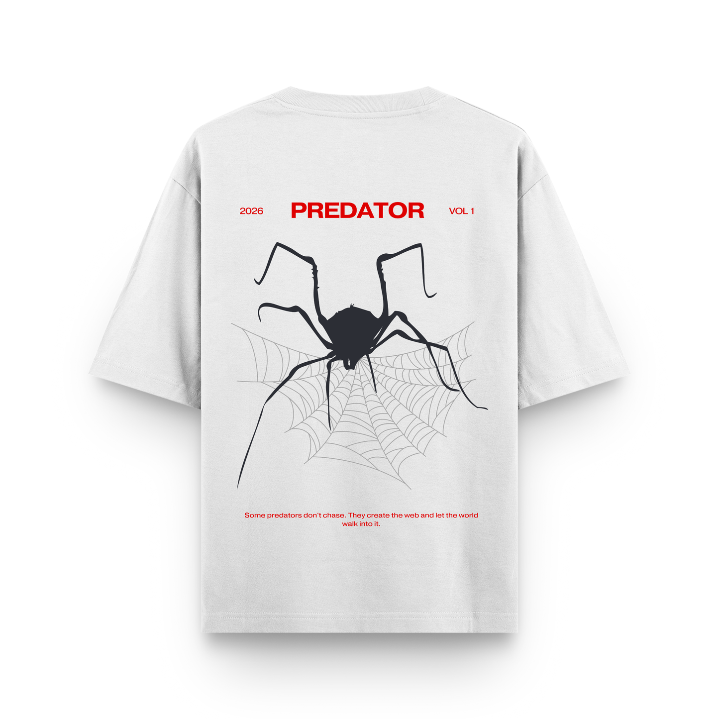 Predator Spider Oversized White Graphic T-Shirt