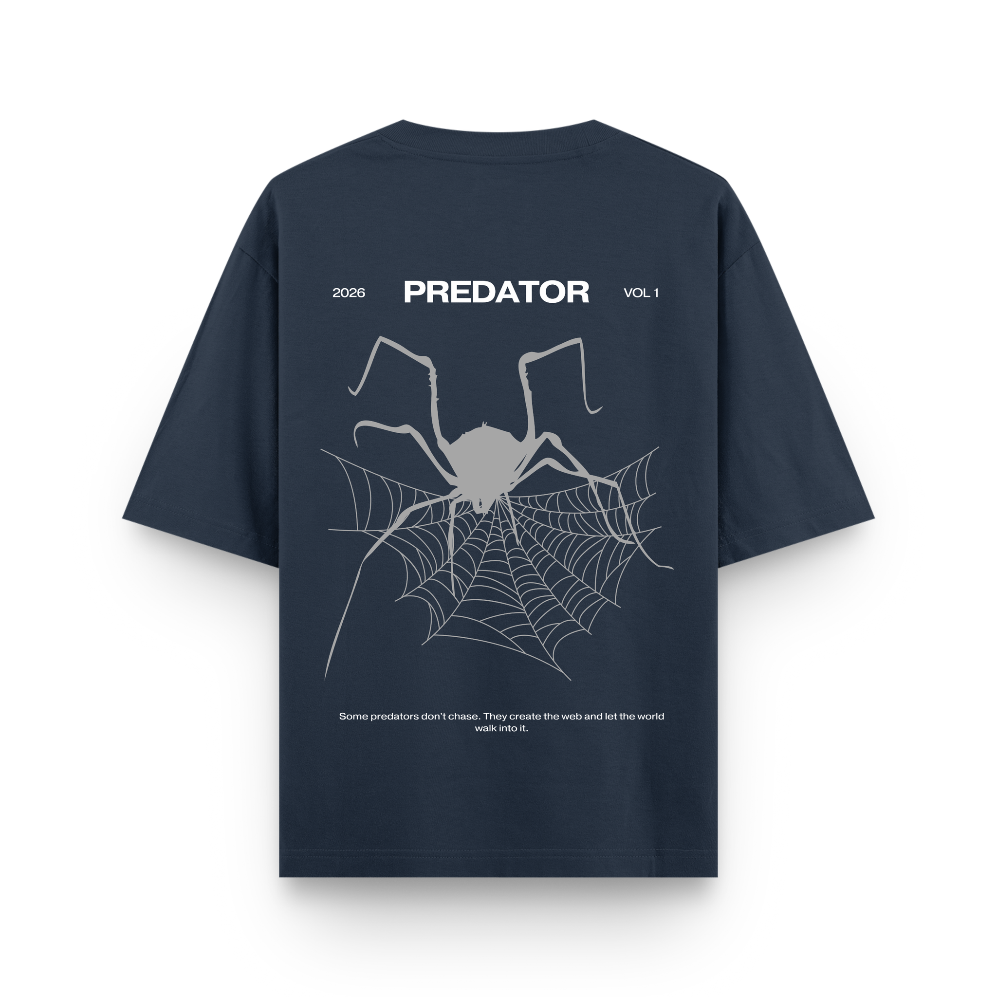 Predator Spider Oversized Navy Blue Graphic T-Shirt