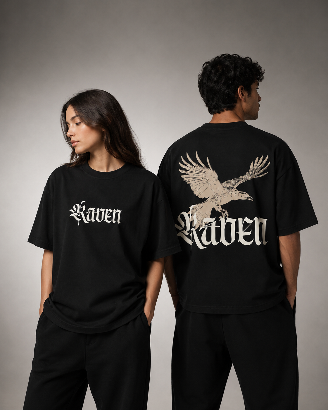 Raven Legacy Black Oversized Graphic T shirt