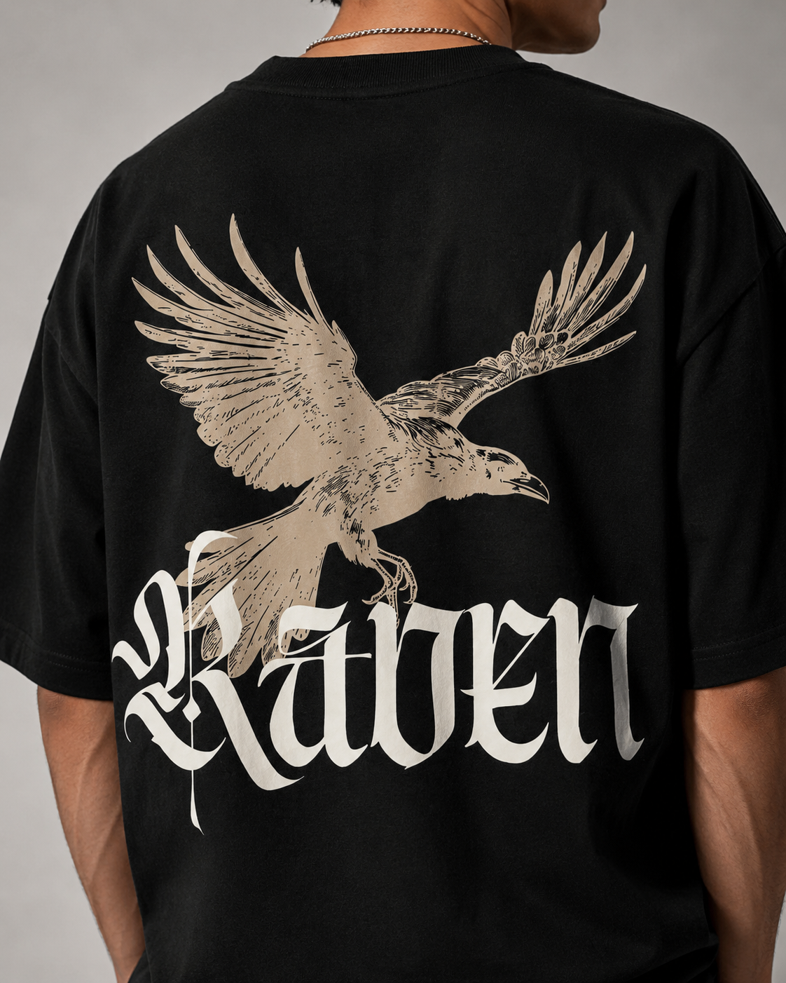 Raven Legacy Black Oversized Graphic T shirt