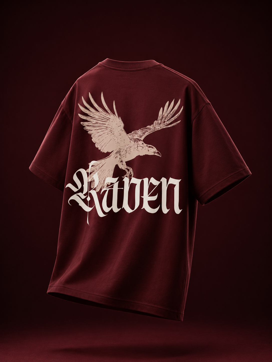 Raven Legacy Maroon Oversized Graphic T shirt