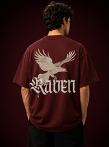 Raven Legacy Maroon Oversized Graphic T shirt
