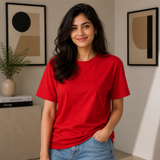 Red Plain Oversized Cotton T-Shirt Unisex – Blank Essential