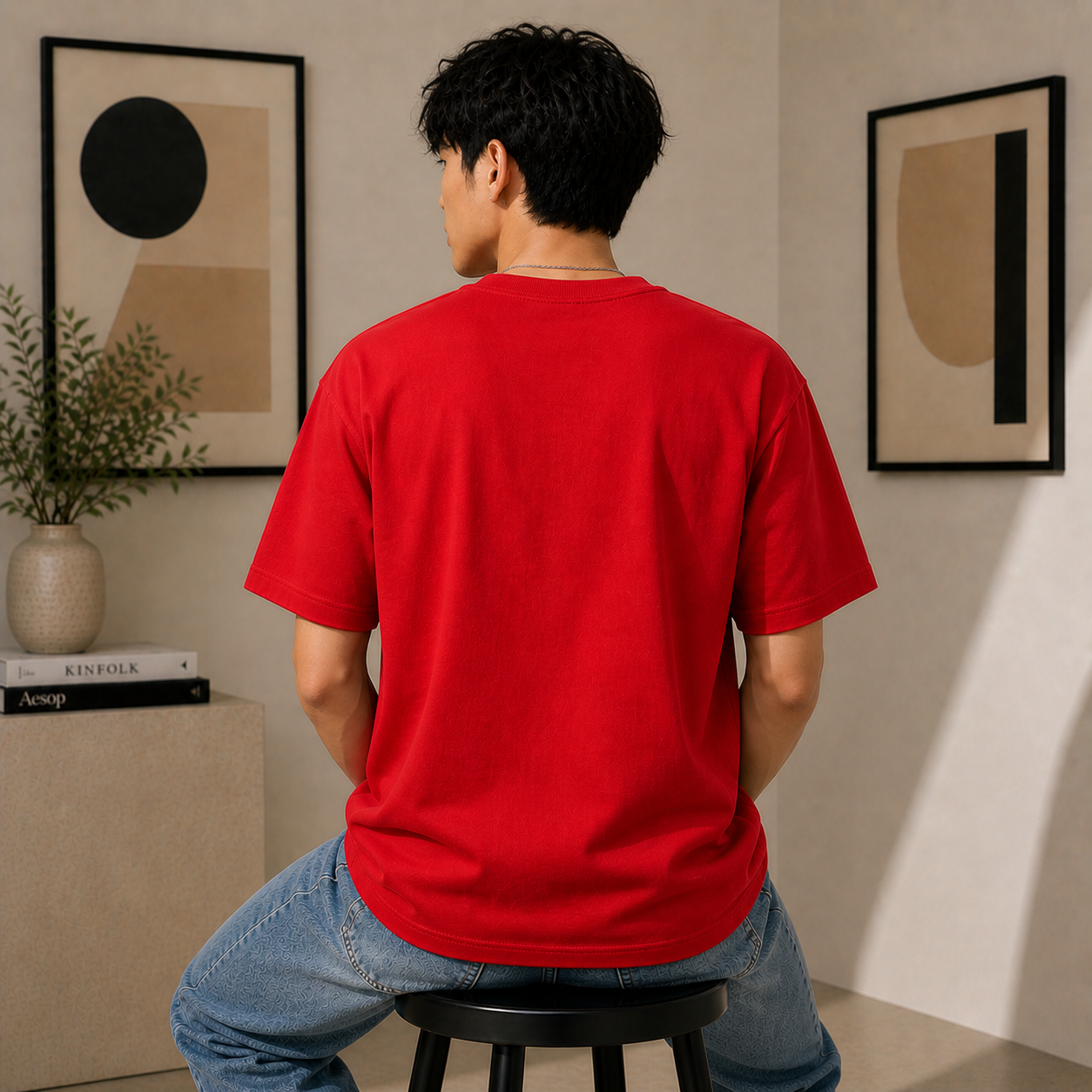 Red Plain Oversized Cotton T-Shirt Unisex – Blank Essential