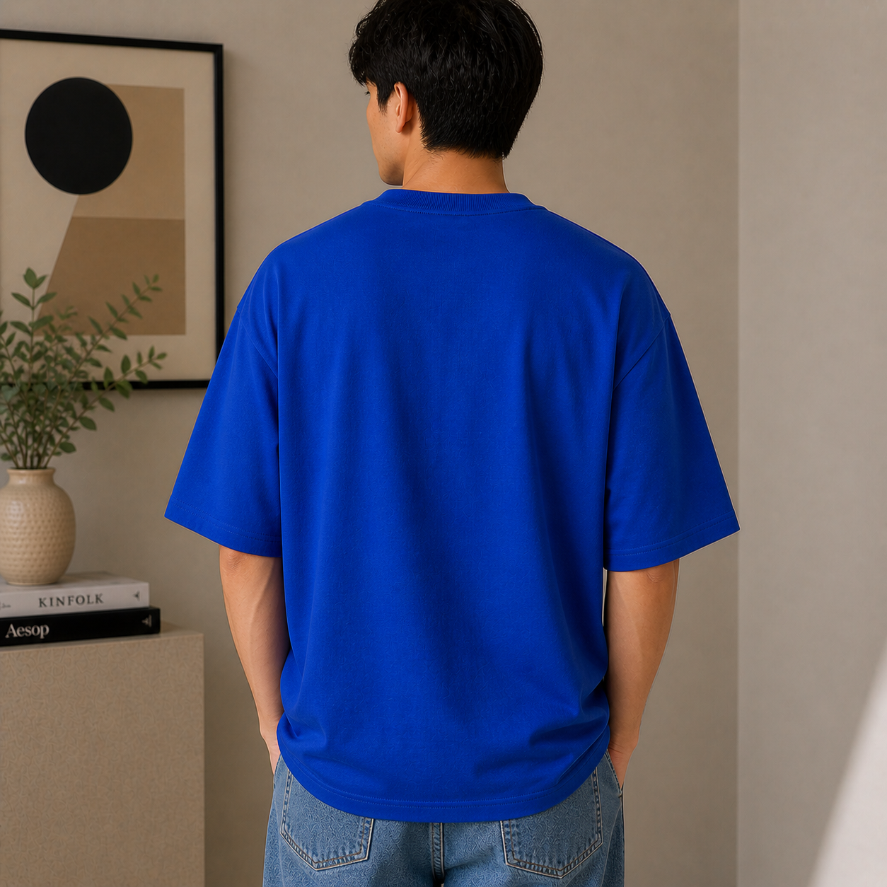 Royal Blue Plain Oversized Cotton T-Shirt Unisex – Blank Essential