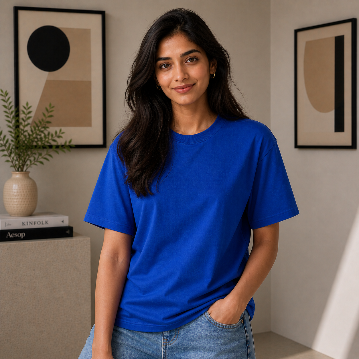 Royal Blue Plain Oversized Cotton T-Shirt Unisex – Blank Essential