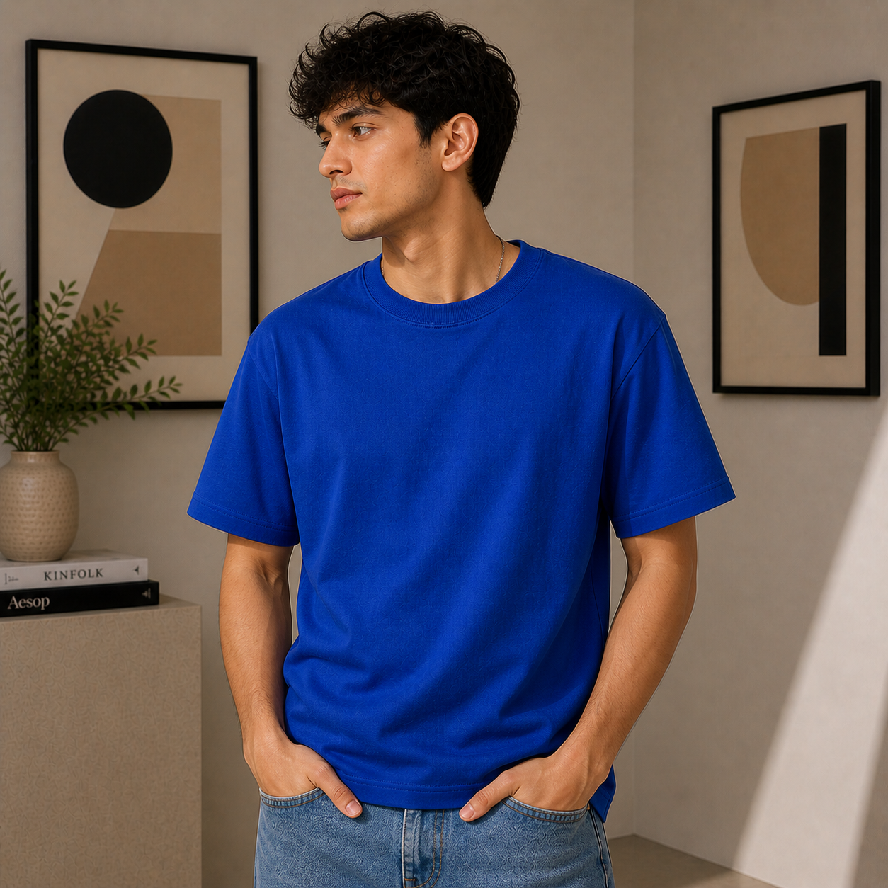 Royal Blue Plain Oversized Cotton T-Shirt Unisex – Blank Essential
