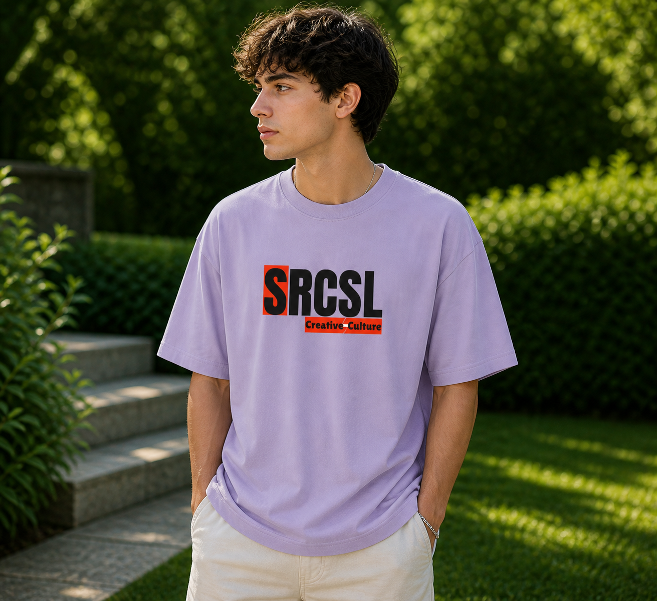SRCSL Creative Culture Oversized Logo T shirt Lavender