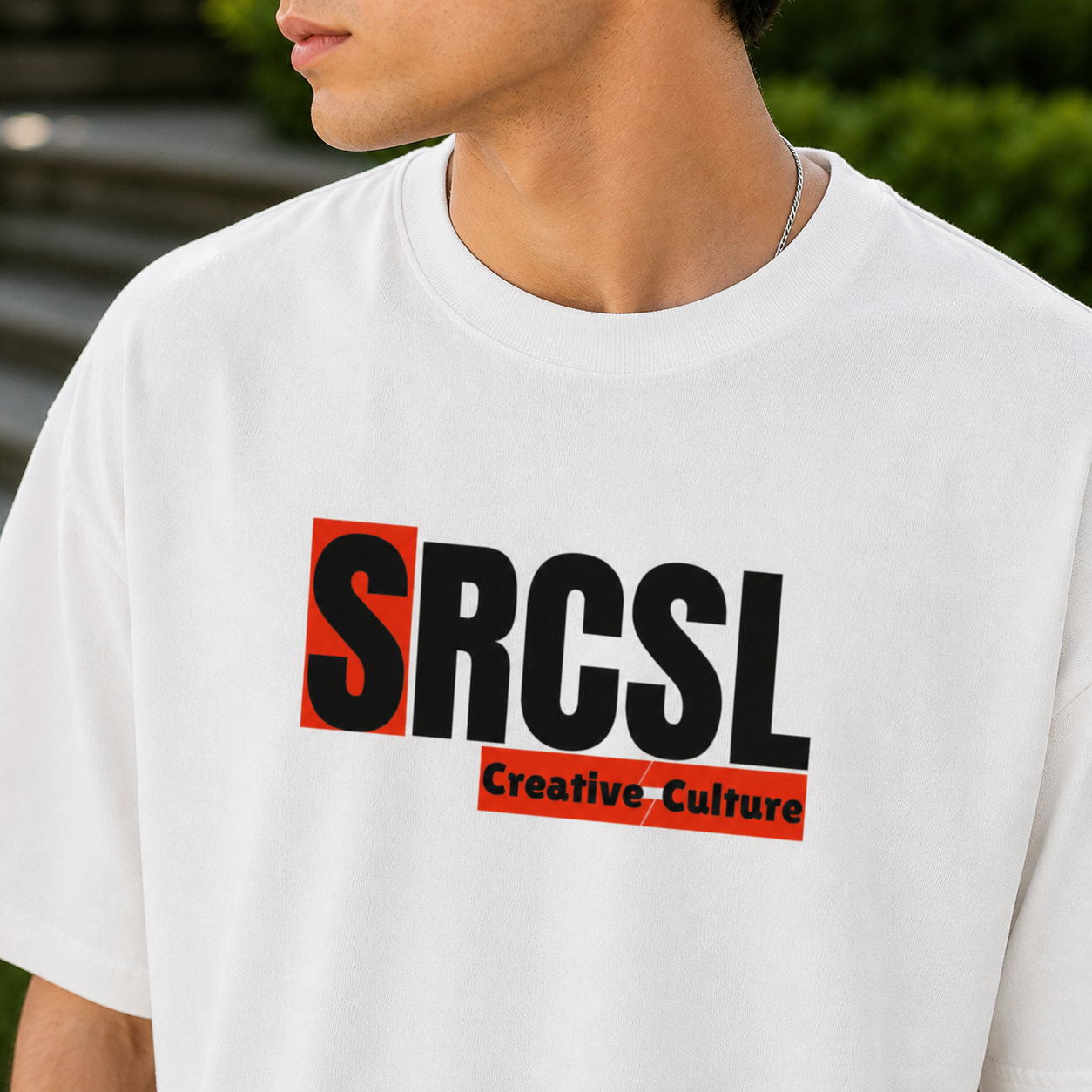 SRCSL Creative Culture Oversized Logo T shirt White