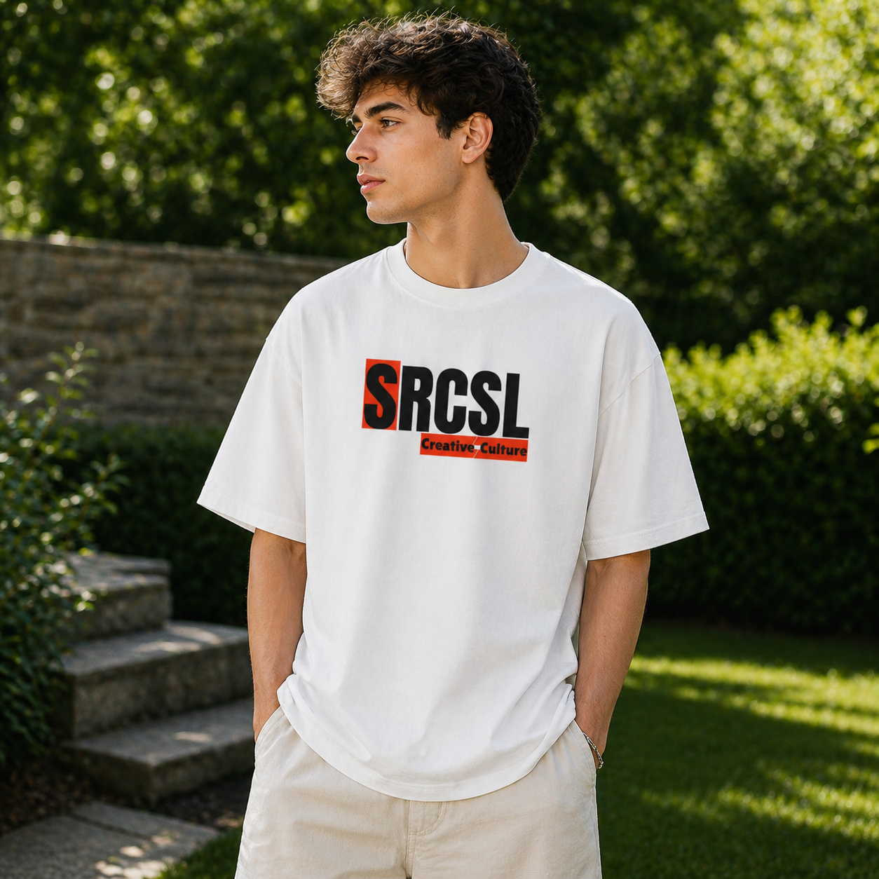 SRCSL Creative Culture Oversized Logo T shirt White