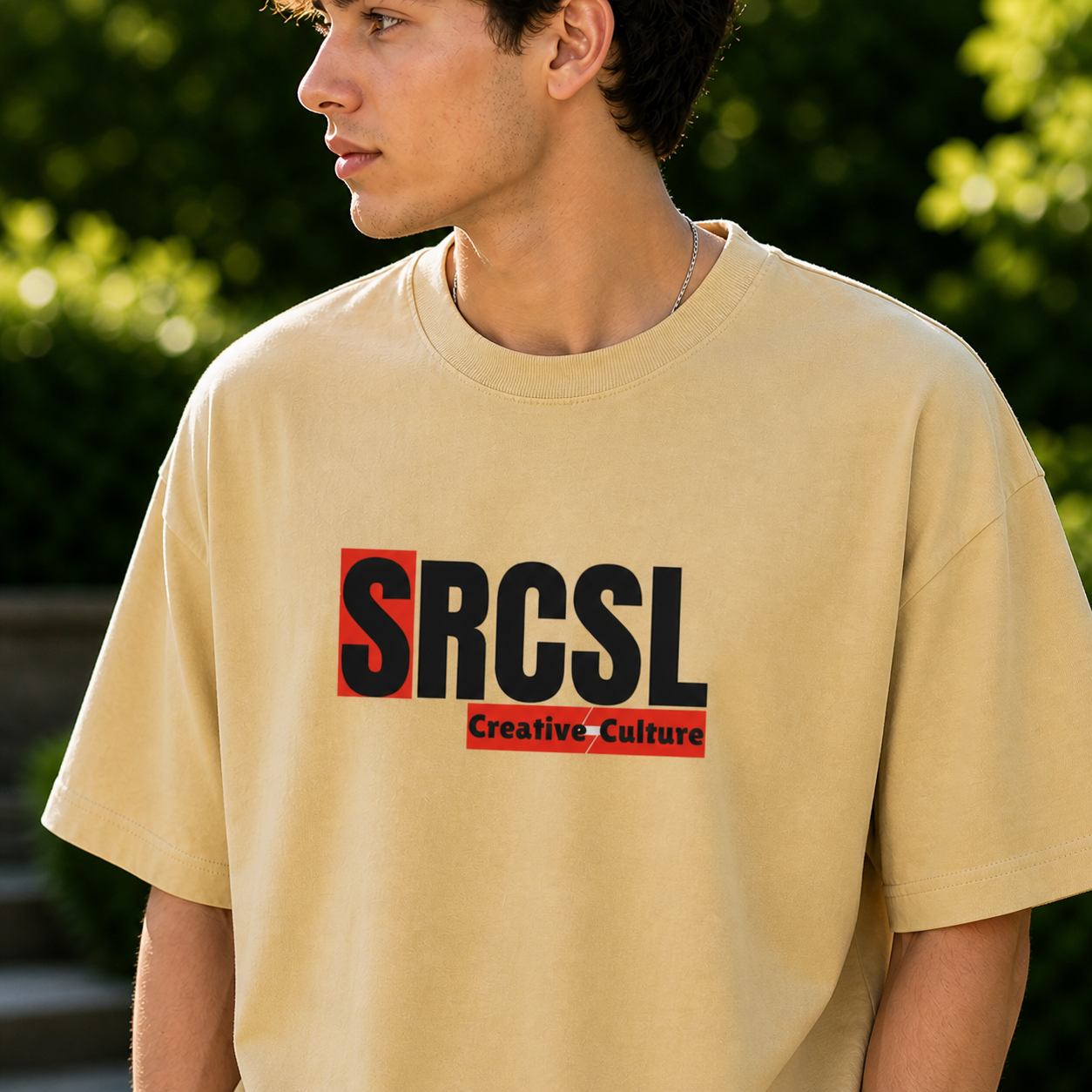 SRCSL Creative Culture Oversized Logo T shirt Beige