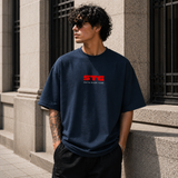 STG Signed to God Oversized Printed Navy Blue T-Shirt