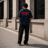 STG Signed to God Oversized Printed Navy Blue T-Shirt