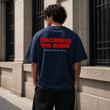 STG Signed to God Oversized Printed Navy Blue T-Shirt