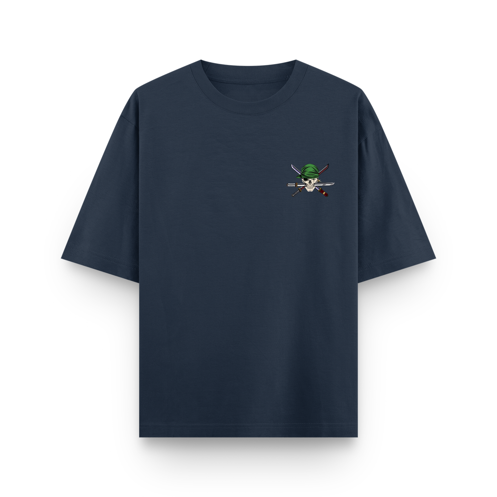 Santoryu Zoro Oversized Anime Graphic T-Shirt in Navy Blue