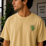 Sharp Minds Abstract Face Oversized Beige Graphic T-Shirt