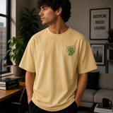 Sharp Minds Abstract Face Oversized Beige Graphic T-Shirt
