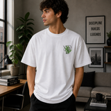 Sharp Minds Abstract Face Oversized White Graphic T-Shirt