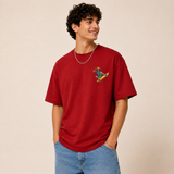 Skate and Destroy Skeleton Oversized Red Graphic T-Shirt