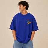 Skate and Destroy Skeleton Oversized Royal Blue Graphic T-Shirt