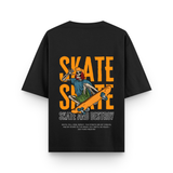 Skate and Destroy Skeleton Oversized Black Graphic T-Shirt