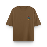 Skate and Destroy Skeleton Oversized Brown Graphic T-Shirt