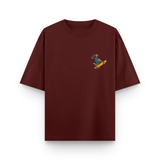 Skate and Destroy Skeleton Oversized Maroon Graphic T-Shirt