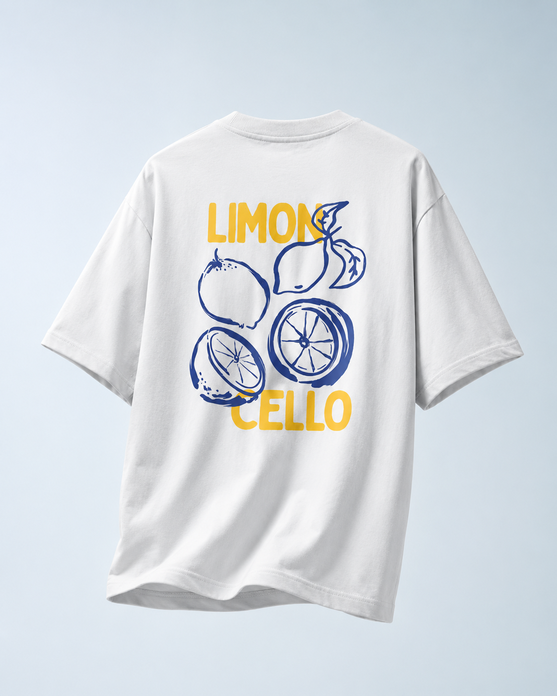 Squeeze The Day Limoncello Oversized White Graphic T shirt