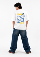 Squeeze The Day Limoncello Oversized White Graphic T shirt